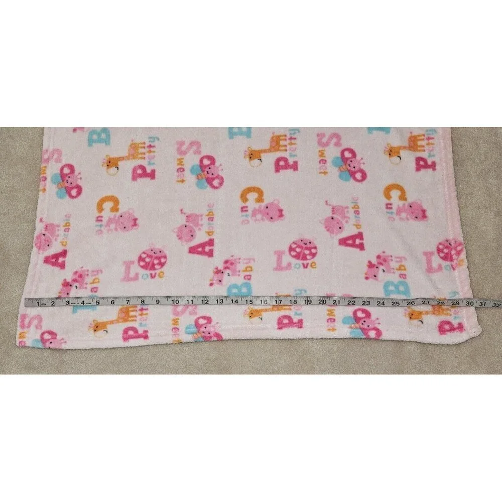 Bon Bebe Pink Orange Blue Fleece Baby Blanket Giraffe Cat Cow Butterfly Ladybug